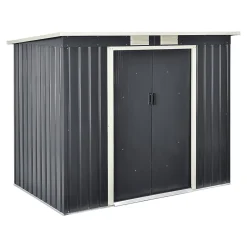 Abri de Jardin 213x130x173 cm Toit en Appentis Tôles en Acier Galvanisées Gris Foncé en.casa