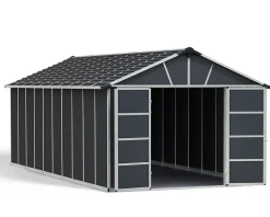 Abri de jardin Yukon polycarbonate gris foncé surface totale 21,3m² avec plancher