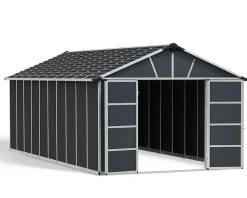 Abri de jardin Yukon polycarbonate gris foncé surface totale 21,3m²