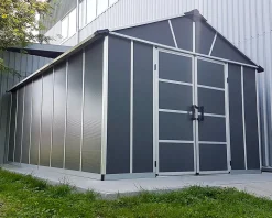 Abri de jardin Yukon polycarbonate gris foncé surface totale 17,2m² avec plancher