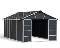 Abri de jardin Yukon polycarbonate gris foncé surface totale 17,2m²