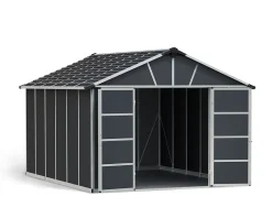 Abri de jardin Yukon polycarbonate gris foncé surface totale 13,1m² avec plancher