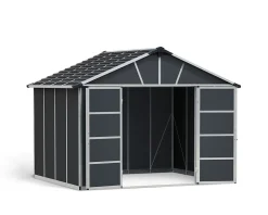 Abri de jardin Yukon polycarbonate gris foncé surface totale 9m²