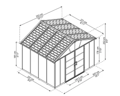 Abri de jardin Yukon polycarbonate gris foncé surface totale 9m²