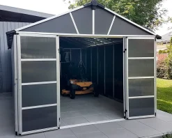 Abri de jardin Yukon polycarbonate gris foncé surface totale 9m²