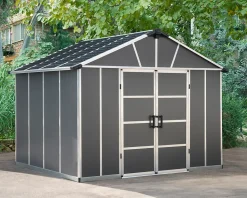 Abri de jardin Yukon polycarbonate gris foncé surface totale 9m²