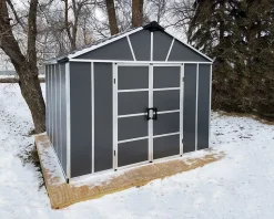 Abri de jardin Yukon polycarbonate gris foncé surface totale 9m²