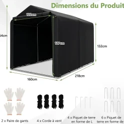 Abri Velo Moto, Tente de Rangement Extérieure pour vélos, Housse Etanche, Porte à Fermeture Eclair Enroulable