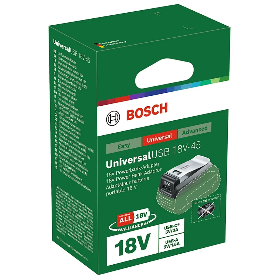 Adaptateur de batterie USB Bosch UniversalUSB 18V-45 tension 18 V sortie USB-C 5V/3A et USB-A 5V/1,5A