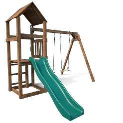 Aire de jeux en bois avec balançoire et toboggan – Nouméa