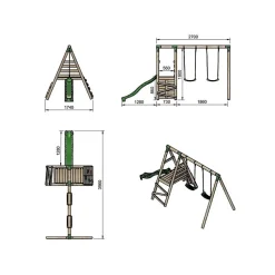Aire de jeux MASGAMES TIBET M Avec rampe toboggan