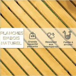 Allée chemin de jardin en lattes de bois enroulable - dim. 185L x 60l x 1,9H cm - bois de sapin pré-huilé