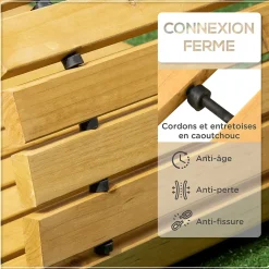Allée chemin de jardin en lattes de bois enroulable - dim. 185L x 60l x 1,9H cm - bois de sapin pré-huilé