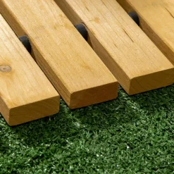 Allée chemin de jardin en lattes de bois enroulable - dim. 185L x 60l x 1,9H cm - bois de sapin pré-huilé