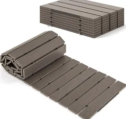 Allée de Jardin 242 CM,Surface Antidérapante, Connexion Métallique,Poignée de Transport,pour Terrasse, Plage, Jardin, Cour (43CM)