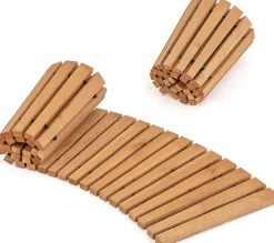 Allée de Jardin 216CM en Bois avec Surface Antidérapante Chemin de Jardin Déroulant Fils Métalliques avec Gaine Naturel