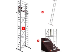 AluCombine 1 700 hauteur de travail 7m echafaudage echellee traverse 4 roues echafaudage de roulement