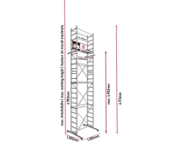 AluCombine 1 700 hauteur de travail 7m echafaudage echellee traverse 4 roues echafaudage de roulement