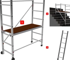 AluCombine 4 300 hauteur de travail 3m echafaudage echellee 2 roues echafaudage fixes 100mm