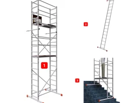AluCombine 3 600 hauteur de travail 6m echafaudage echellee traverse ancrages muraux