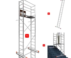 AluCombine 3 500 hauteur de travail 5m echafaudage echellee traverse ancrages muraux