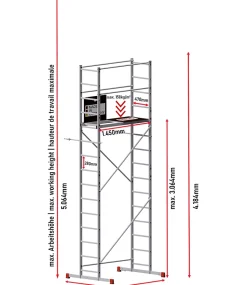 AluCombine 3 500 hauteur de travail 5m echafaudage echellee traverse ancrages muraux