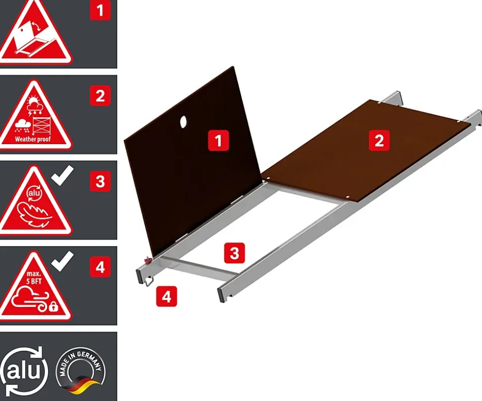 AluCombine 3 500 hauteur de travail 5m echafaudage echellee traverse 2 roues echafaudage fixes 80mm ancrages muraux