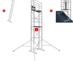 AluCombine 4 700 hauteur de travail 7m echafaudage echellee traverse stabilisateur triangulaire