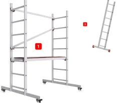 AluCombine 1 300 hauteur de travail 3m echafaudage echellee traverse 4 roues echafaudage de roulement