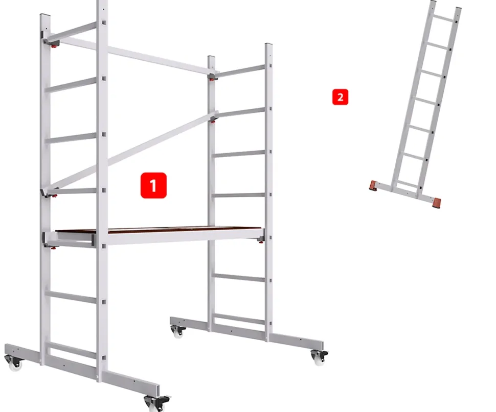 AluCombine 1 300 hauteur de travail 3m echafaudage echellee traverse 4 roues echafaudage de roulement
