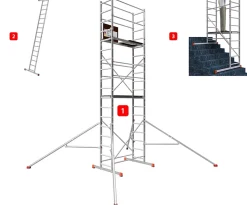 AluCombine 4 600 hauteur de travail 6m echafaudage echellee traverse stabilisateur triangulaire