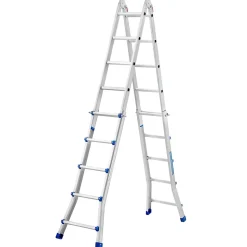 Aluminium Echelle télescopique 5.1 m, 3 en 1 Escalier articulé Pliable Télescopique Multifonction Aluminium 5 x 5 marches