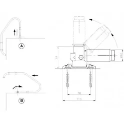 Ancrage articulé pivovant pour échelle diamètre 43mm, en INOX poli