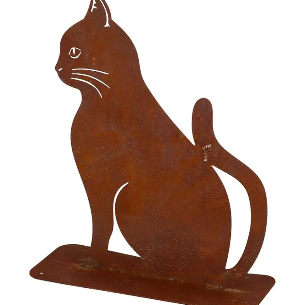 Animal de compagnie décoratif en métal rouillé Chat assis