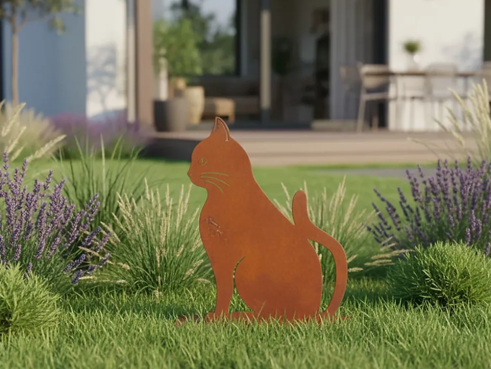 Animal de compagnie décoratif en métal rouillé Chat assis