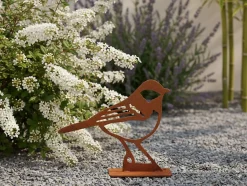Animal en acier effet rouillé à poser Mésange