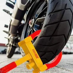Antivol Voiture avec 3 Clés Serrure Portable de Fixation sur Roue Largeur Réglable Bloque Roue Sécurité Antidémarrage