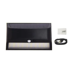 Applique murale hybride Solaire / USB, 700 Lumens, IP54, 3 modes d'éclairage, 10h d'autonomie avec détecteur de mouvement
