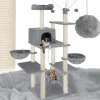Arbre à chat griffoir escalade 165 cm avec corde en sisal gris