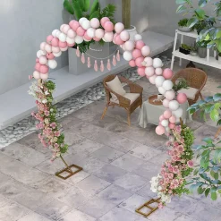 Arche décorative - arche de mariage - arche de ballon - dim. 280L x 60l x 258H cm - acier doré