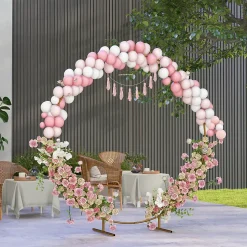 Arche décorative - arche de mariage - arche de ballon - dim. 222L x 60l x 224H cm - acier doré