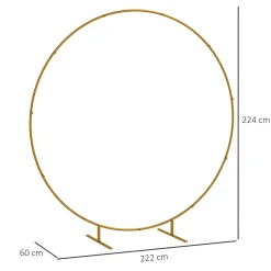 Arche décorative - arche de mariage - arche de ballon - dim. 222L x 60l x 224H cm - acier doré