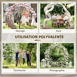 Arche décorative - arche de mariage - arche de ballon - dim. 222L x 60l x 224H cm - acier doré