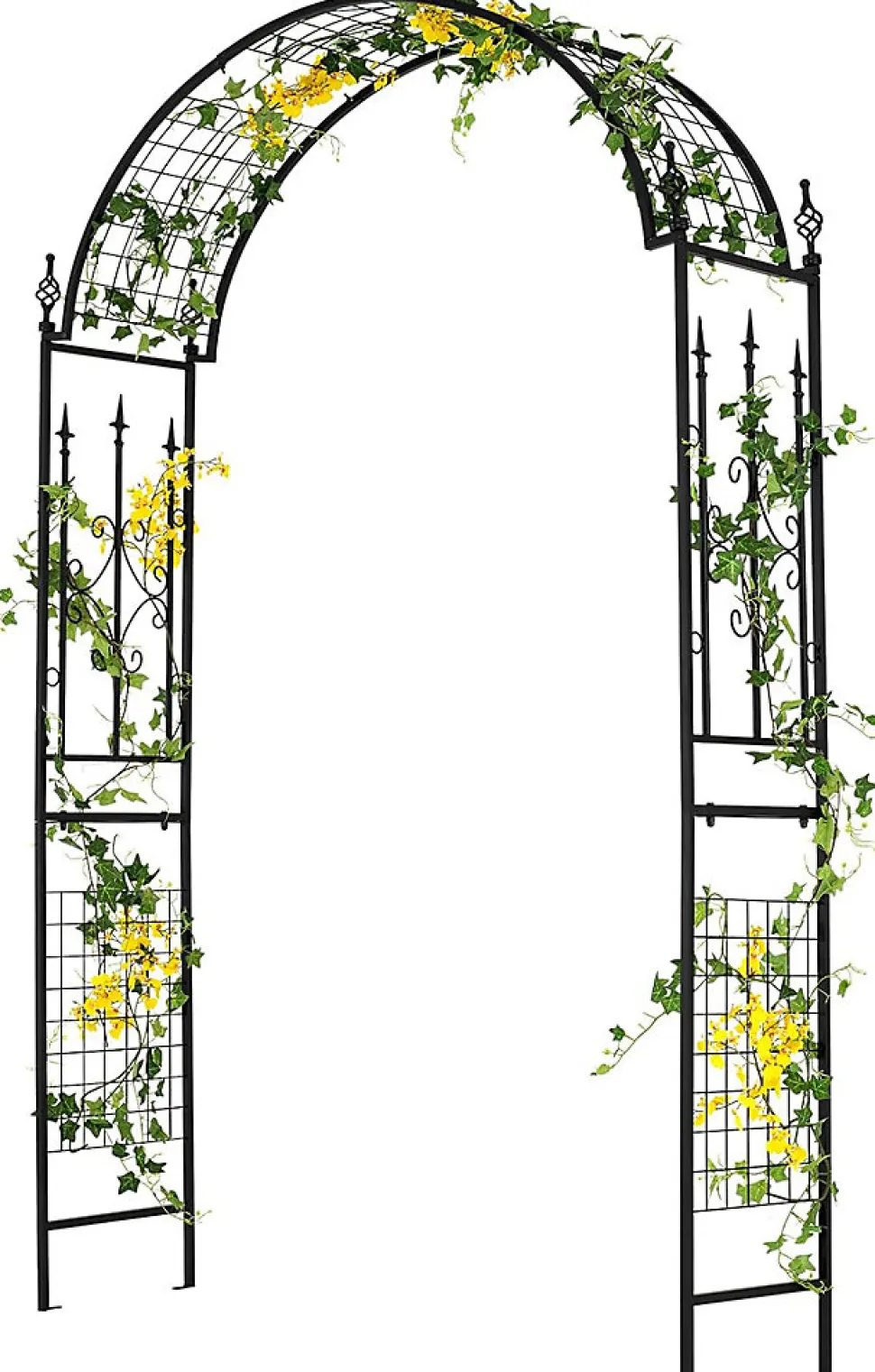 Arche de Jardin 234 CM avec Treillis, en Métal avec 4 Piquets de Fixation, pour Plantes Grimpantes, Mariage,143 x 40 x 234CM