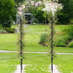 Arche de Jardin 210 CM avec Treillis, en Métal pour Plantes,Plantes Vignes, Décoration de Fête Mariage (Noir,170 x 39 x 210 cm)