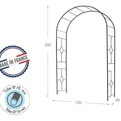 Arche de Jardin - LOUIS MOULIN - Vitrail - Tube Rond 16 mm - Noir - 130x50x250 cm