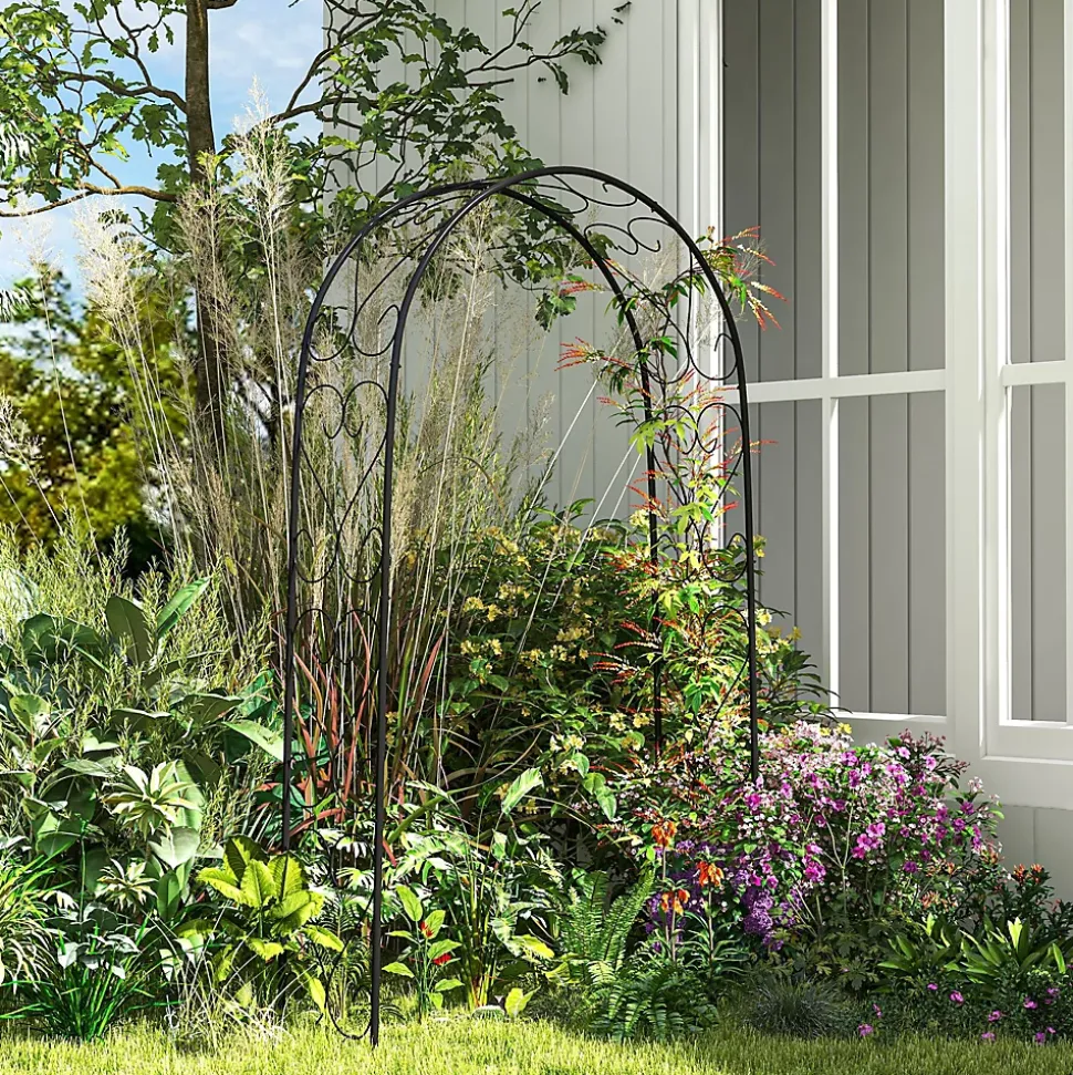 Arche de jardin arche à rosiers style fer forgé acier époxy noir