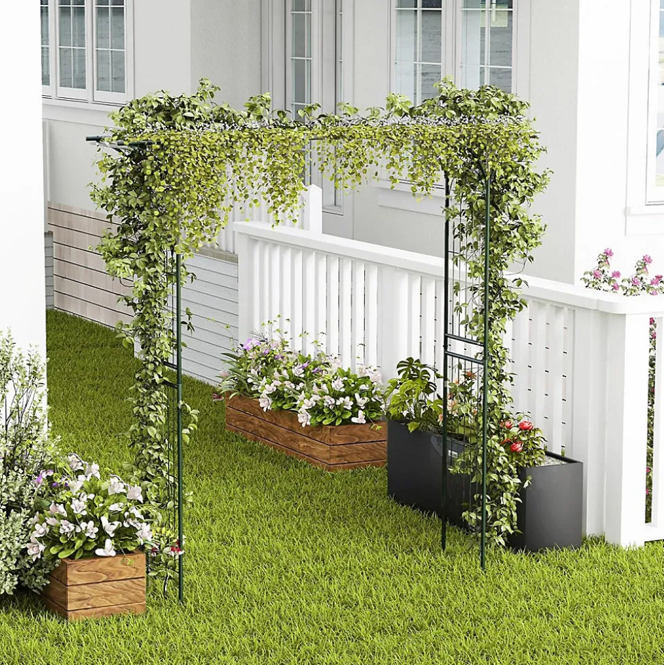 Arche de Jardin en Fer Forgé 205 cm, pour Diverses Plantes, pour Cérémonie, Mariage, Jardin, 205 x 52 x 205 cm