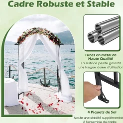 Arche de Jardin pour Rosier 140 x 40 x 222 CM, Treillis Extérieur, pour Plantes grimpantes,pour Mariage, Fête, Cérémonie