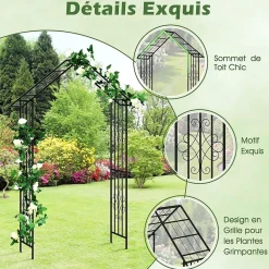 Arche de Jardin pour Rosier 140 x 40 x 222 CM, Treillis Extérieur, pour Plantes grimpantes,pour Mariage, Fête, Cérémonie